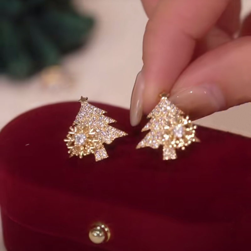 Spinning Snowflake Christmas Tree Earrings