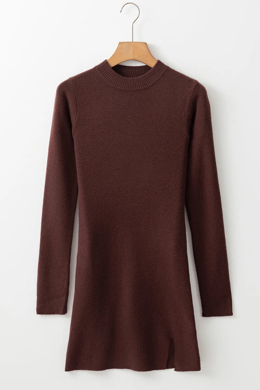 Slit Long Sleeve Sweater Mini Dress