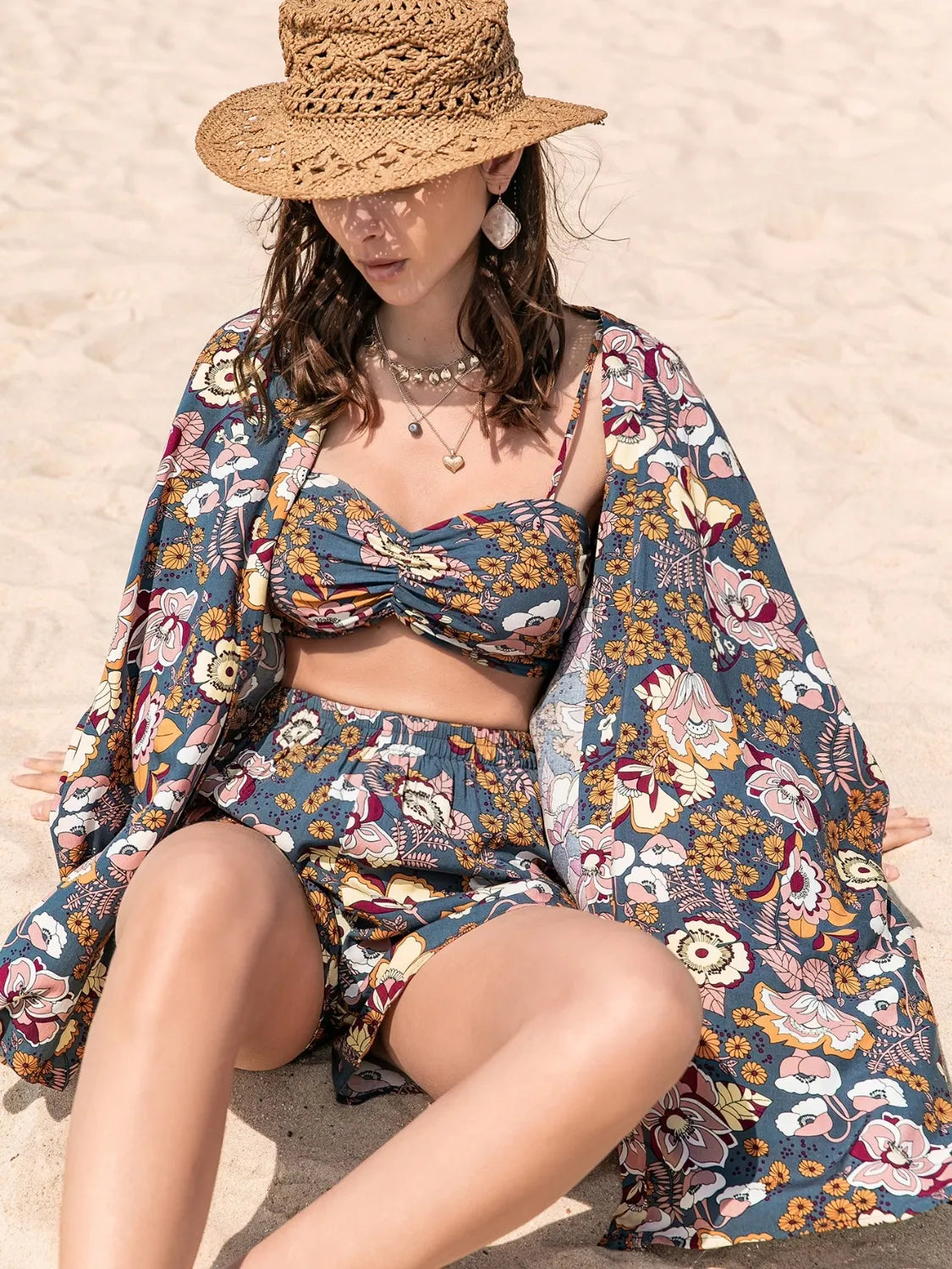 Bra, Cover-Up and Shorts Set