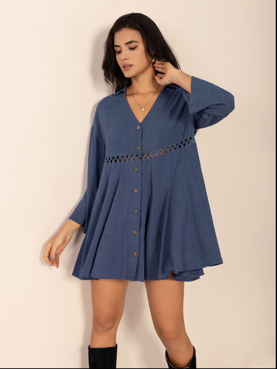 Cutout Long Sleeve Mini Dress