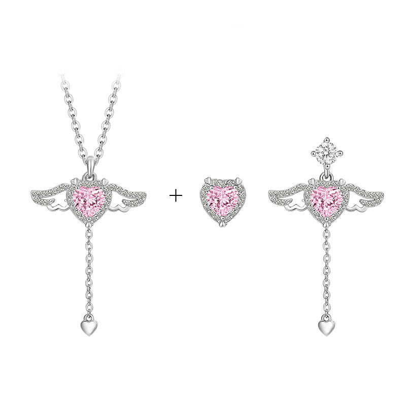 Cupid Heart Angel Wings Necklace