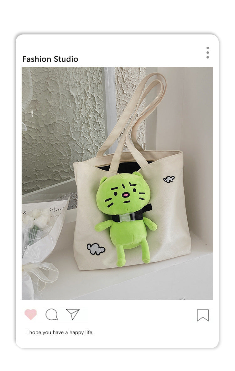 Funny Green Cat Tote Bag