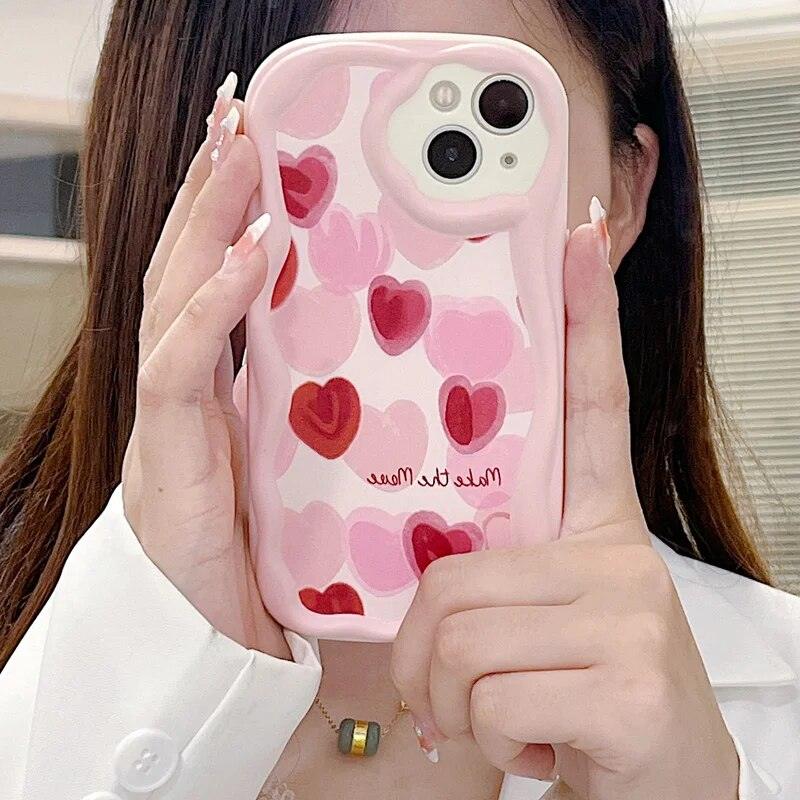 Abstract Floral Heart Cute Phone Case for iPhone 11, 12, 13, 14, 14 Plus, 7, 8, 8 Plus, X, XR, XS, XS Max