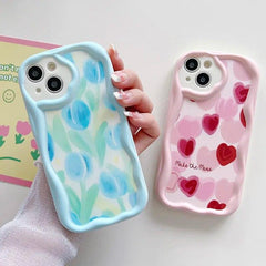 Abstract Floral Heart Cute Phone Case for iPhone 11, 12, 13, 14, 14 Plus, 7, 8, 8 Plus, X, XR, XS, XS Max