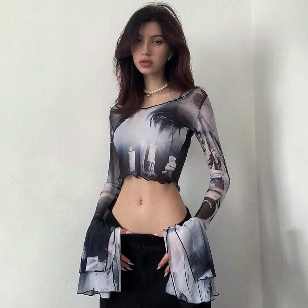 Abstract Gothic Mesh Top