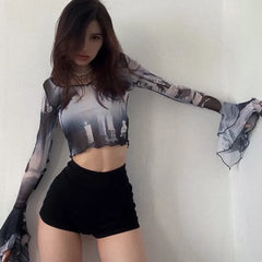 Abstract Gothic Mesh Top