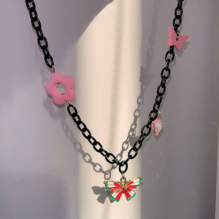 Cute Flower Butterfly Necklace