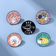 Cartoon Cat Club Round Pins