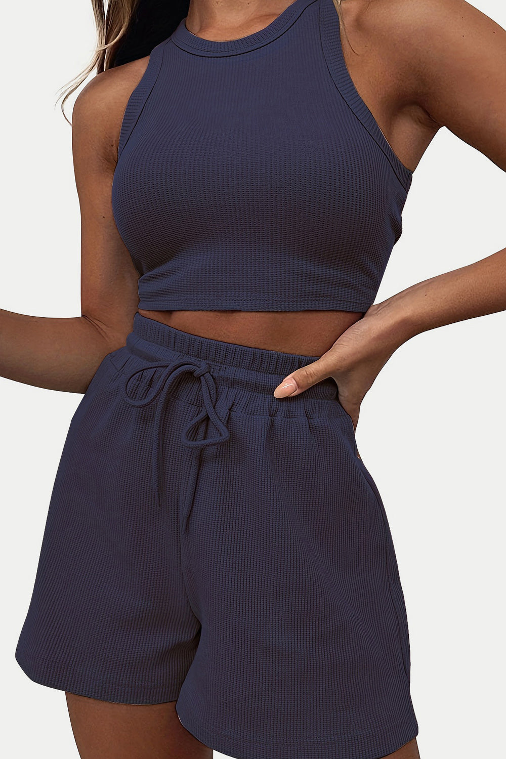 Top and Drawstring Shorts Set