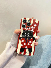 ACPC203 Cute Phone Case For iPhone 11, 12, 13, 14, 15 Pro Max - Cartoon Black Cat