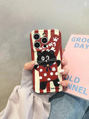 ACPC203 Cute Phone Case For iPhone 11, 12, 13, 14, 15 Pro Max - Cartoon Black Cat