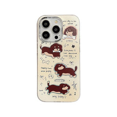 ACPC251 Cute Phone Case For iPhone 11, 12, 13, 14, and 15 series - Cartoon Brown Dog