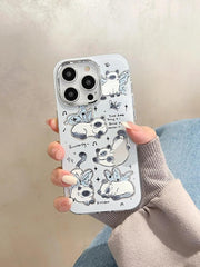 ACPC251 Cute Phone Case For iPhone 15, 14, 13, 12, and 11 series - Cartoon White Cat