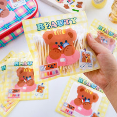 Bonjour Bear Plaid Ziplock Bags-5pcs