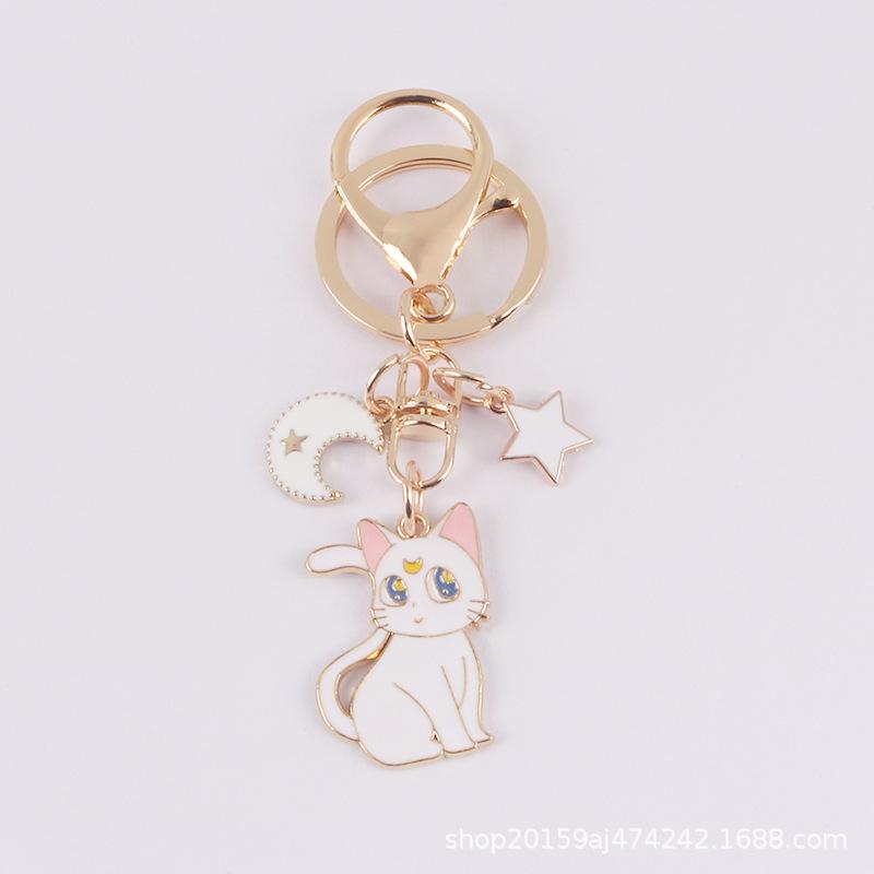 Moon Star Cat Keychain