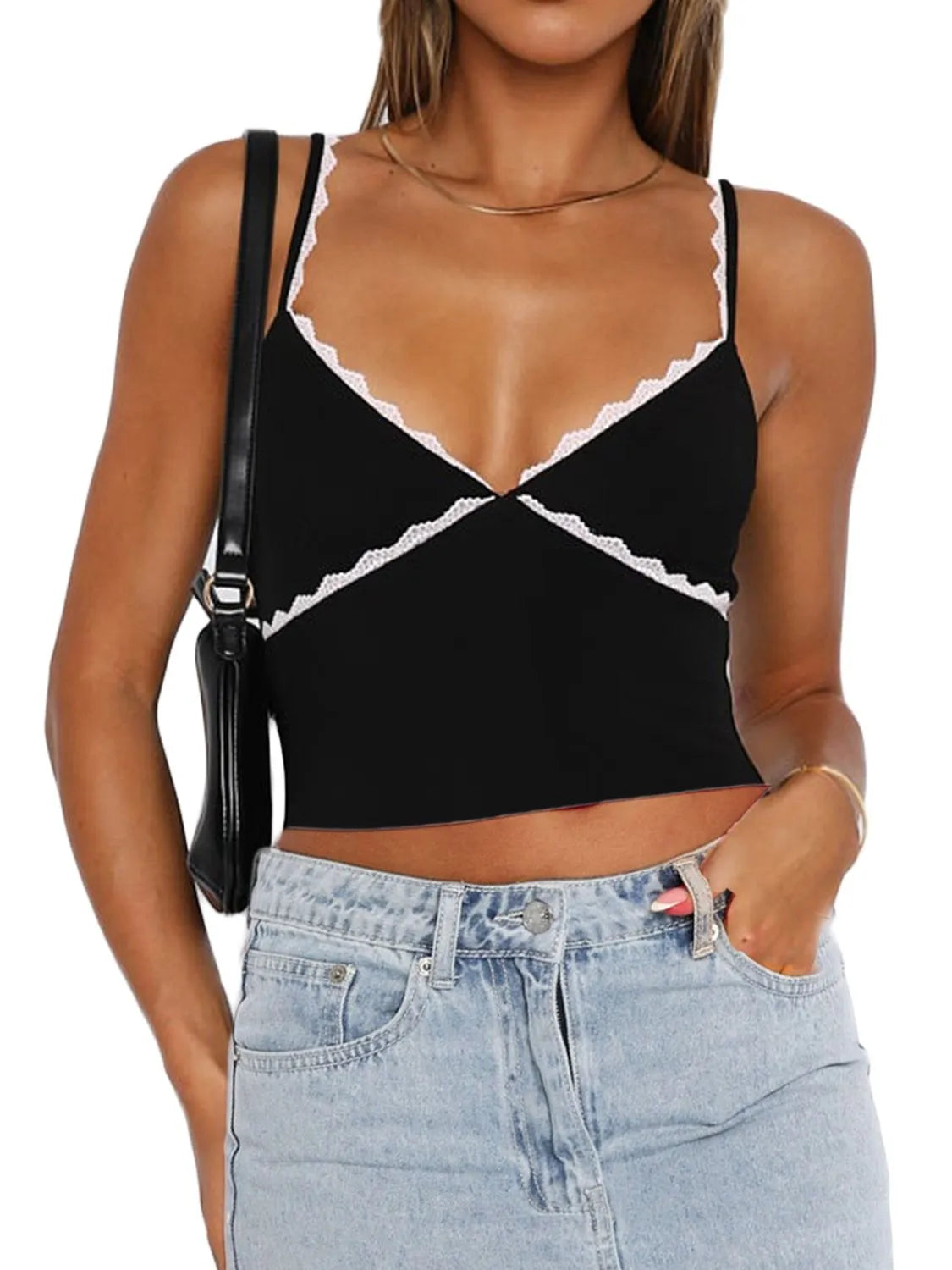 Lace Detail Contrast Trim Cami