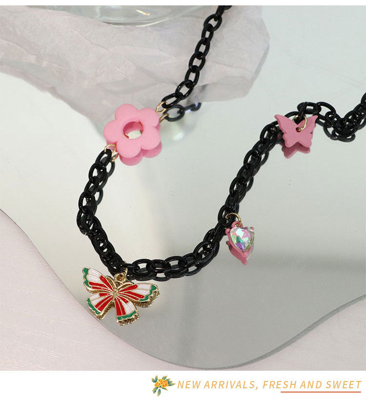 Cute Flower Butterfly Necklace