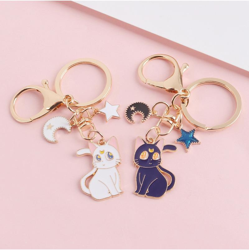 Moon Star Cat Keychain