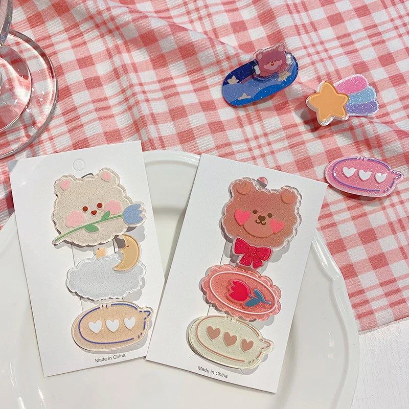 Three Cartoon Bear Hair Clips