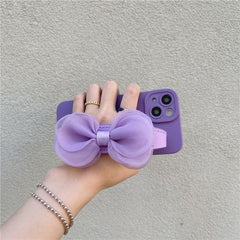 Adorable Bowknot Wrist Strap Holder Phone Cases for iPhone 13, 12, 14, 14 Pro, 11 Pro Max, X, XR, XS