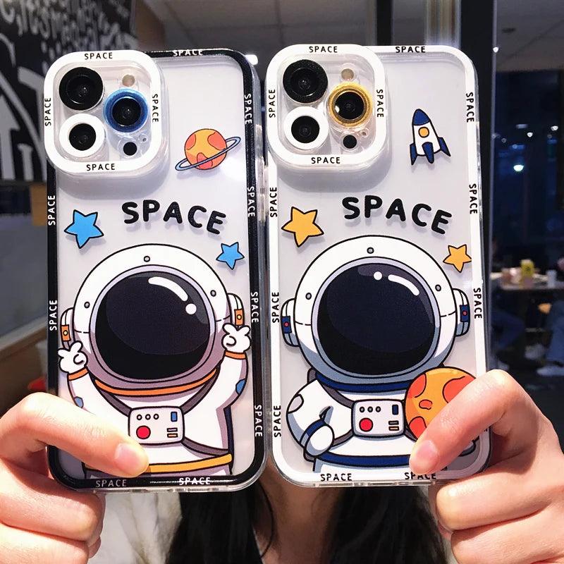 Adorable Cartoon Astronaut Design - Cute Phone Cases for iPhone 14 Pro Max 13 12 11 X XR XS 7 8 Plus