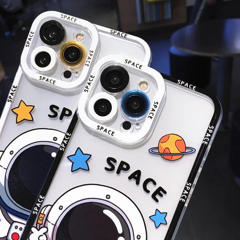 Adorable Cartoon Astronaut Design - Cute Phone Cases for iPhone 14 Pro Max 13 12 11 X XR XS 7 8 Plus