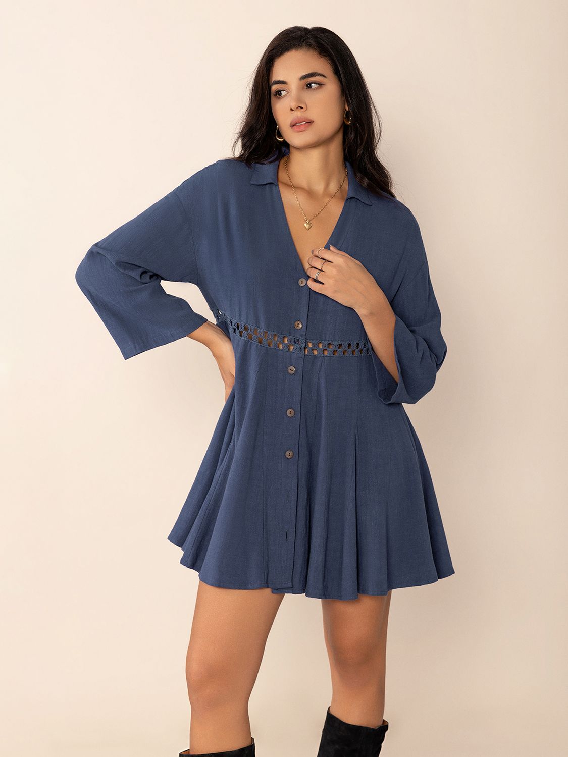 Cutout Long Sleeve Mini Dress