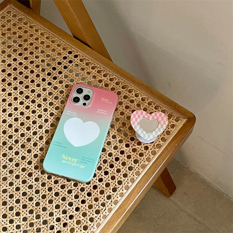 Gradient Love Mirror Holder Phone Case