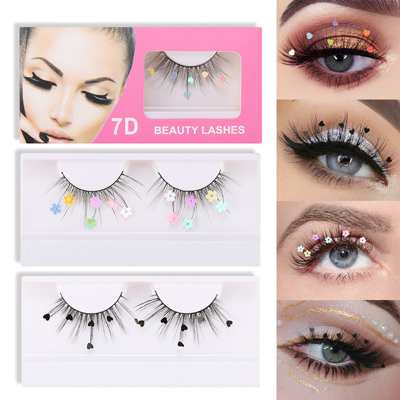 Heart Glitter Small Flower Sequin False Eyelashes