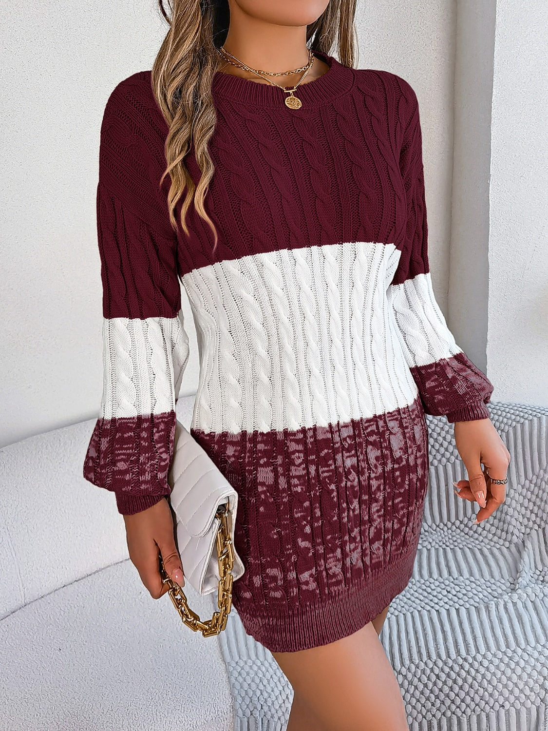 Round Neck Sweater Dress