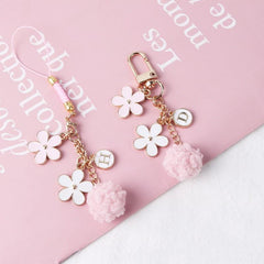 Pink Pom Flower Keychain