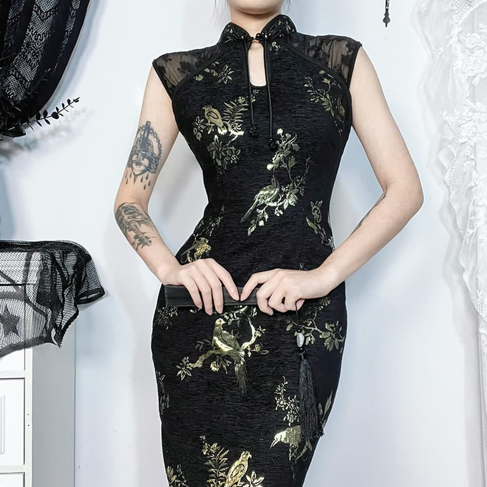 Alternative Style Cheongsam Midi Dress