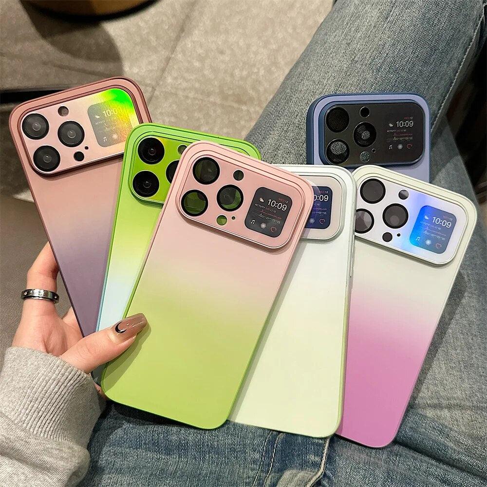 Aurora Gradient Cute Laser Matte Phone Case for iPhone 14, 13, 12, 11 Pro Max, 14 Plus, and 14 Pro