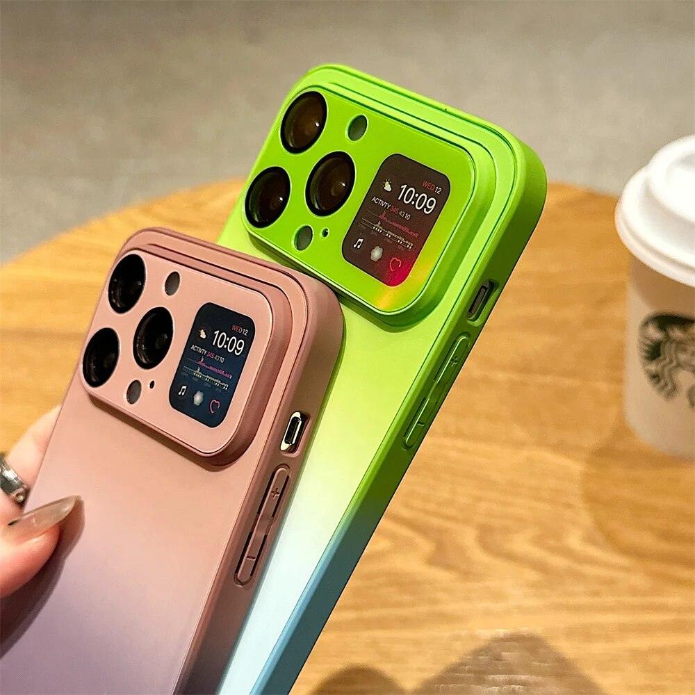 Aurora Gradient Cute Laser Matte Phone Case for iPhone 14, 13, 12, 11 Pro Max, 14 Plus, and 14 Pro