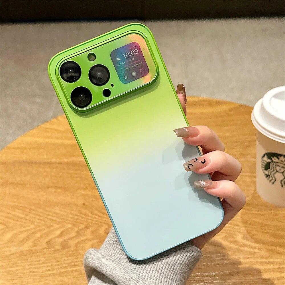 Aurora Gradient Cute Laser Matte Phone Case for iPhone 14, 13, 12, 11 Pro Max, 14 Plus, and 14 Pro