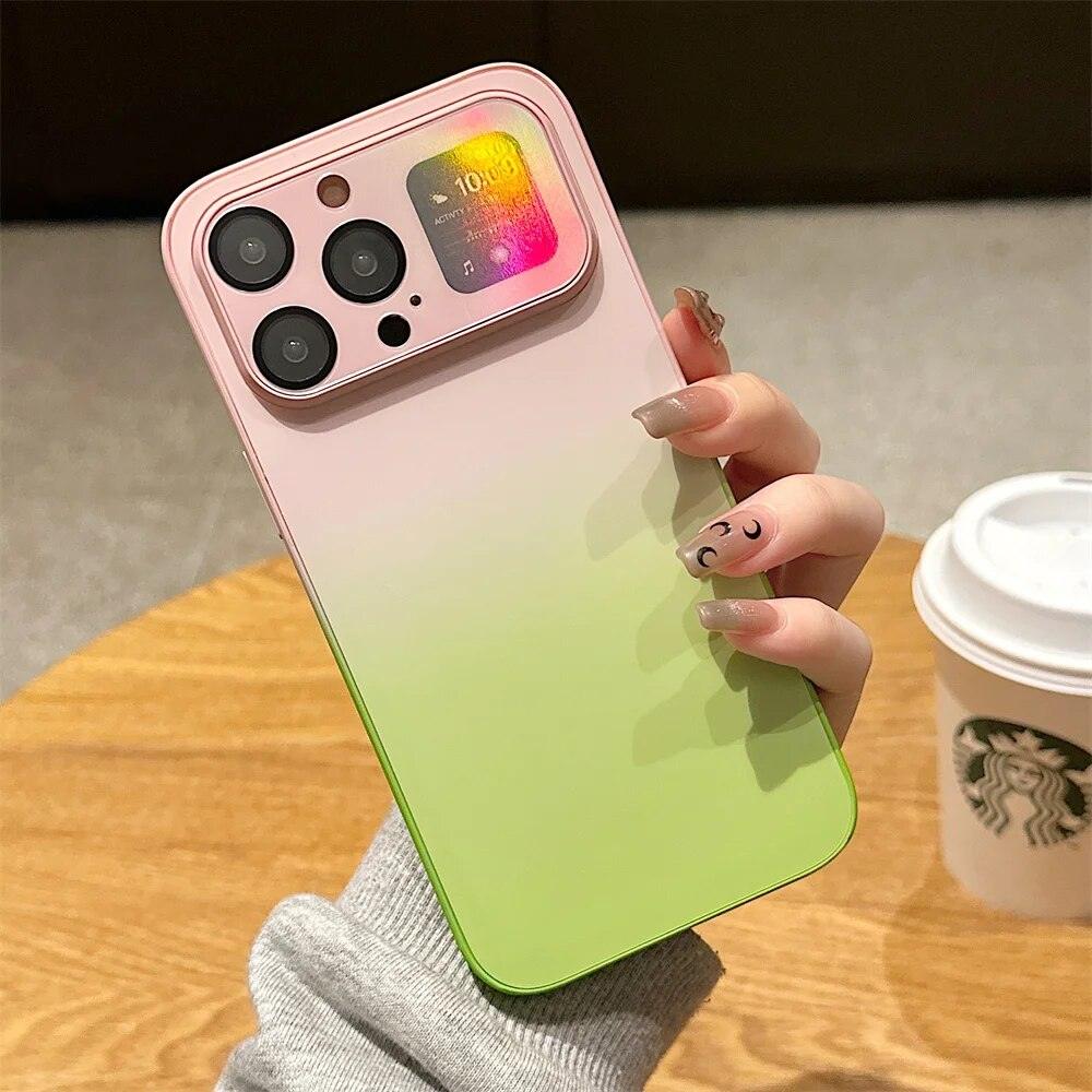 Aurora Gradient Cute Laser Matte Phone Case for iPhone 14, 13, 12, 11 Pro Max, 14 Plus, and 14 Pro