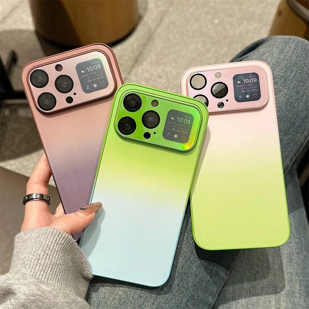 Aurora Gradient Cute Laser Matte Phone Case for iPhone 14, 13, 12, 11 Pro Max, 14 Plus, and 14 Pro