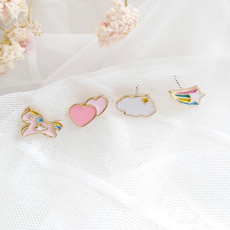 Cute Rainbow Animals Earrings*4pcs