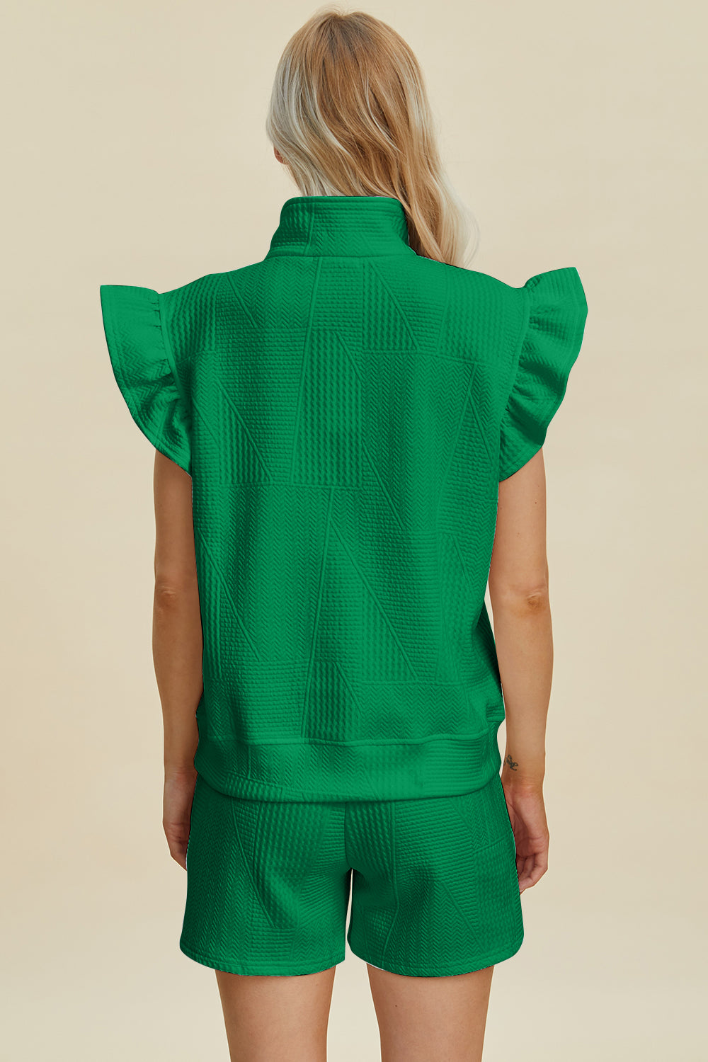 Full Size Texture Sleeveless Top and Shorts Set