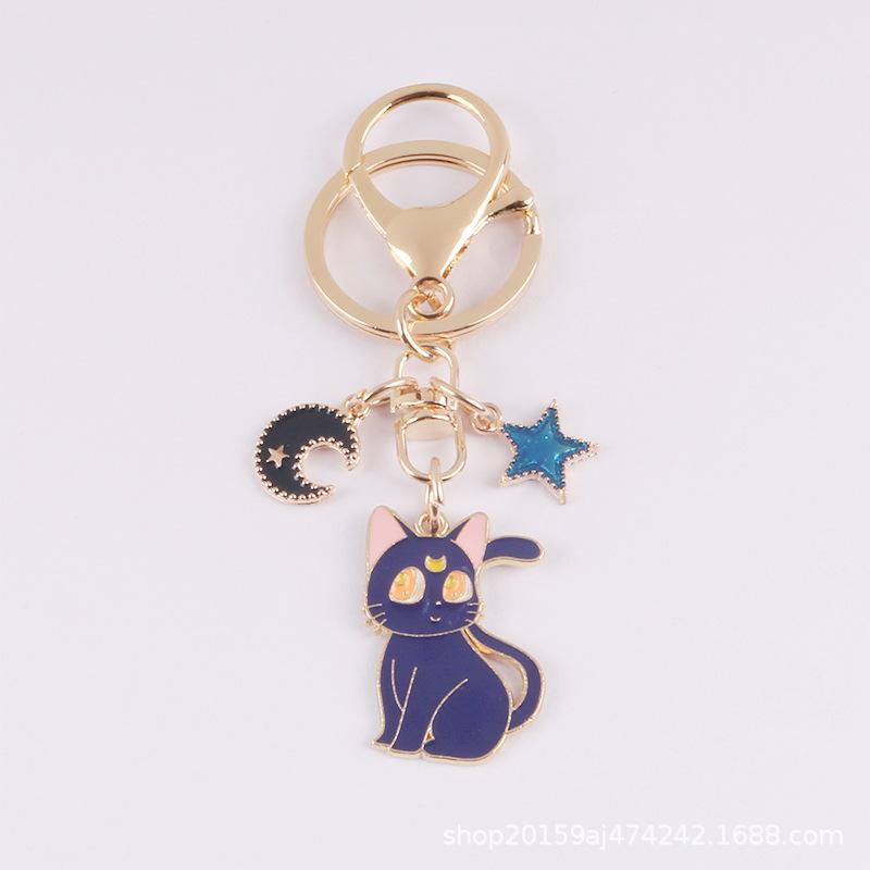 Moon Star Cat Keychain