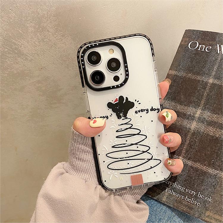 Cartoon Black Cat In Christmas Hat Phone Case