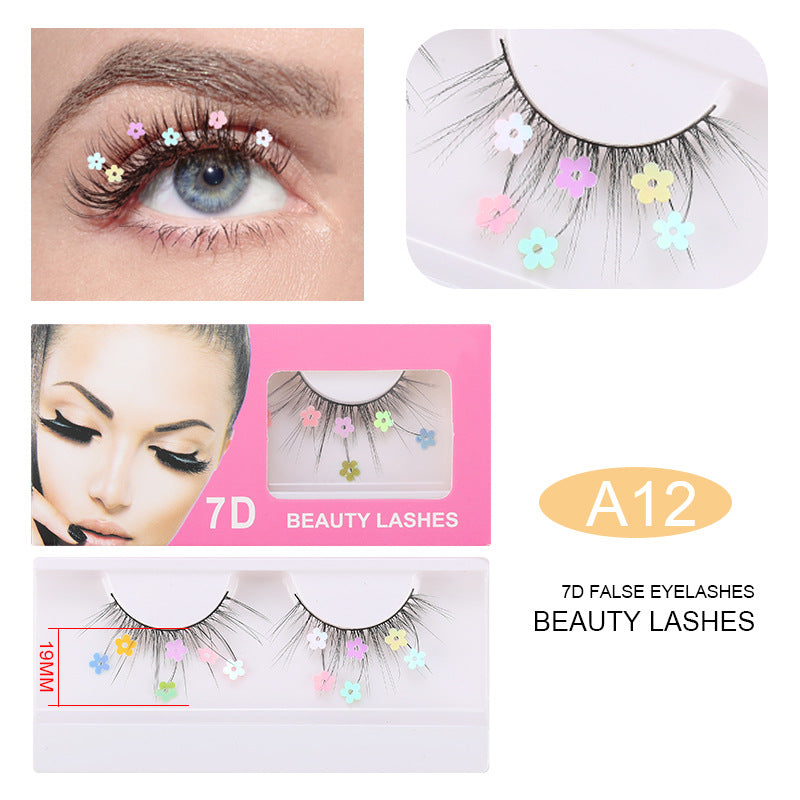 Heart Glitter Small Flower Sequin False Eyelashes