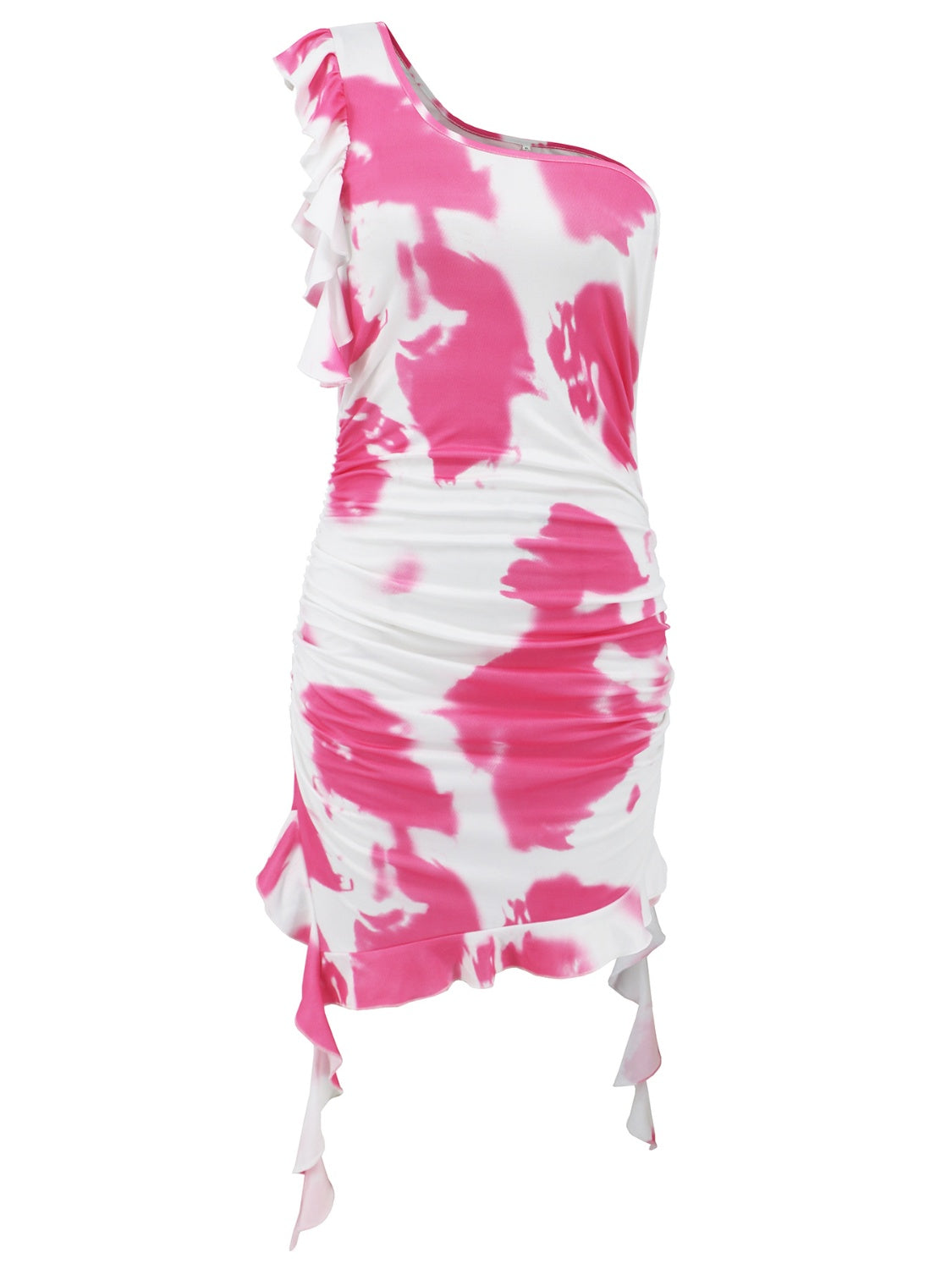 Ruffled Single Shoulder Mini Dress