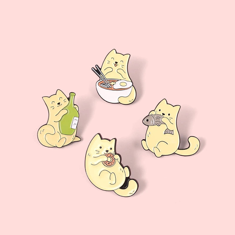 Creative Cute Greedy Cat Pins