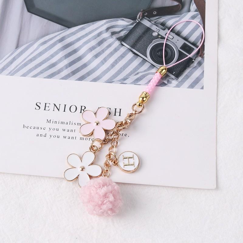 Pink Pom Flower Keychain