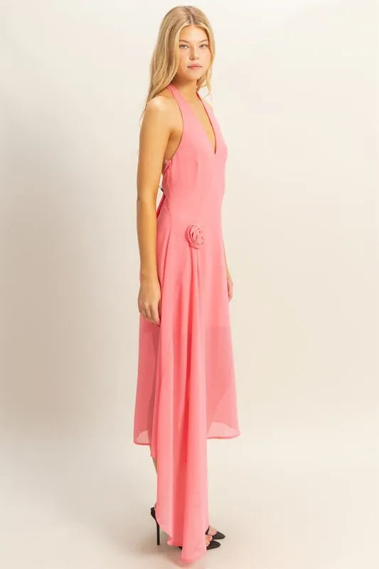 Halter Asymmetrical Hem Dress