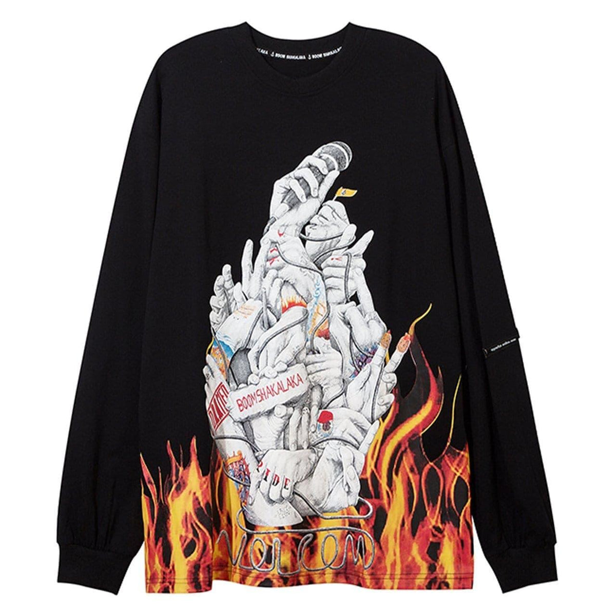 Dark Fire Flame Print Sweatshirt