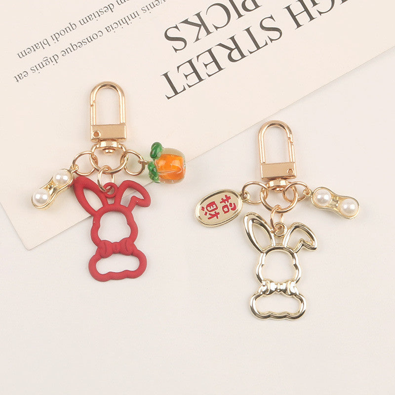 Cute Rabbit Pearl Keychain