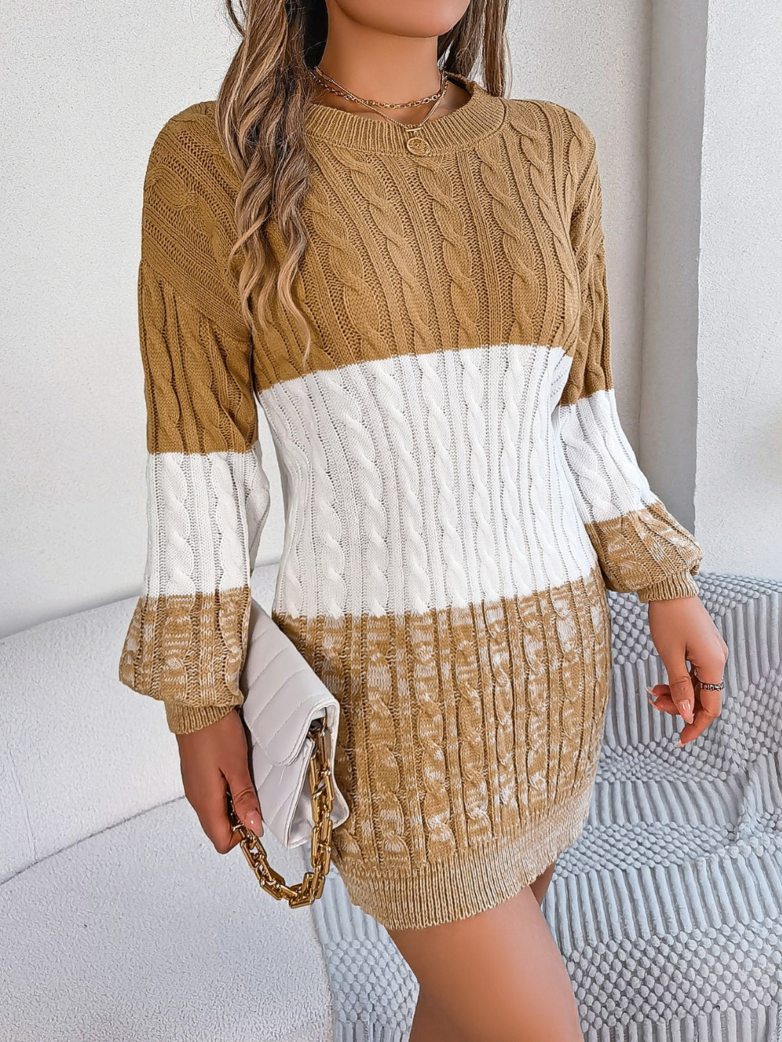 Round Neck Sweater Dress