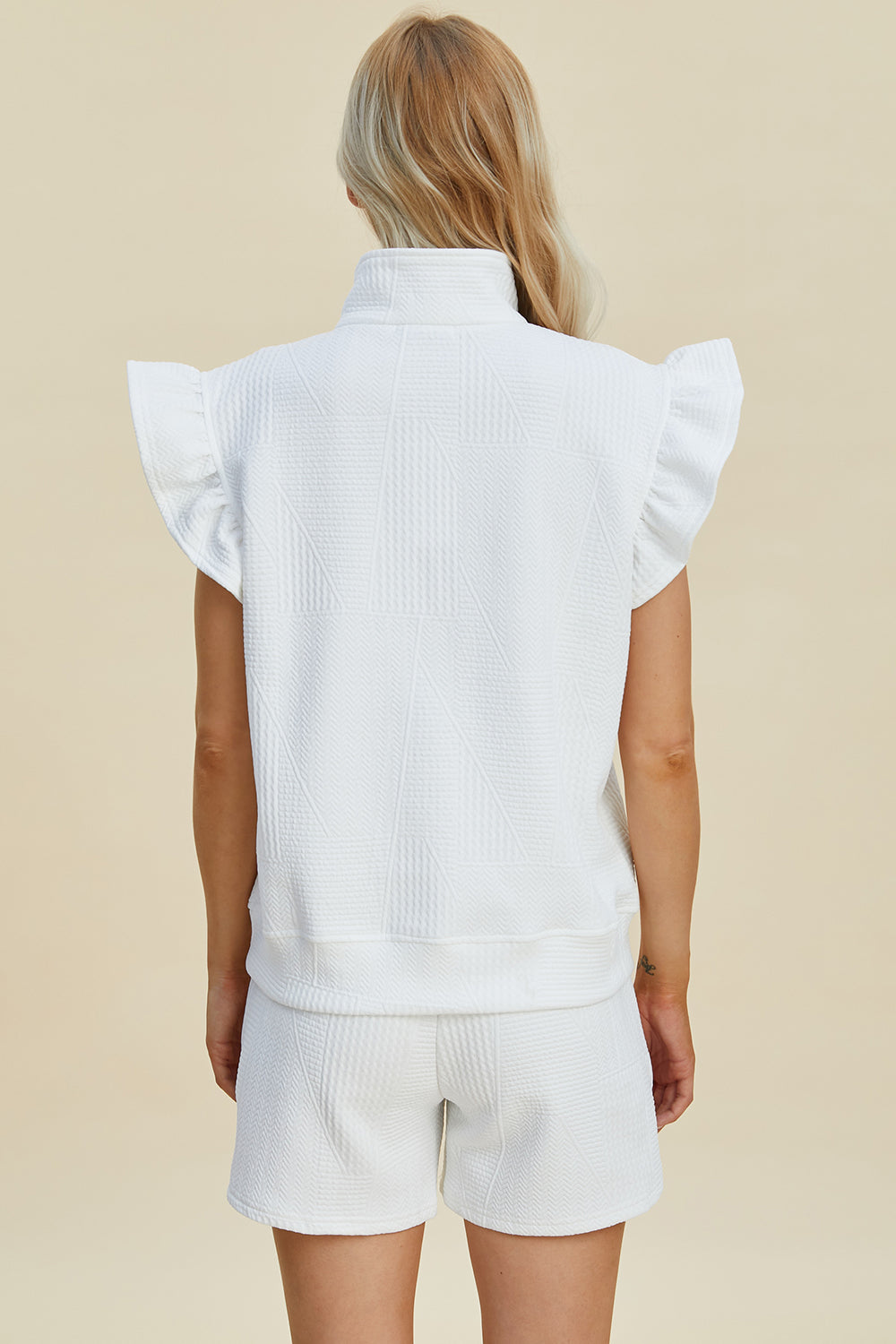 Full Size Texture Sleeveless Top and Shorts Set